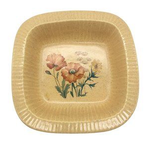 Treasure Craft Casserole Square Dish Floral Ribbed Vintage USA Made